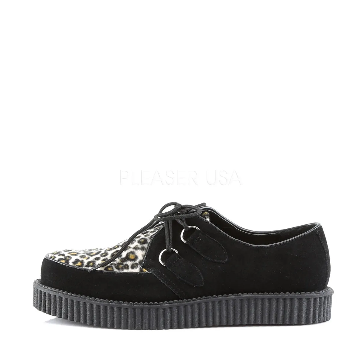 CREEPER-600  Black Suede-Cheetah Fur