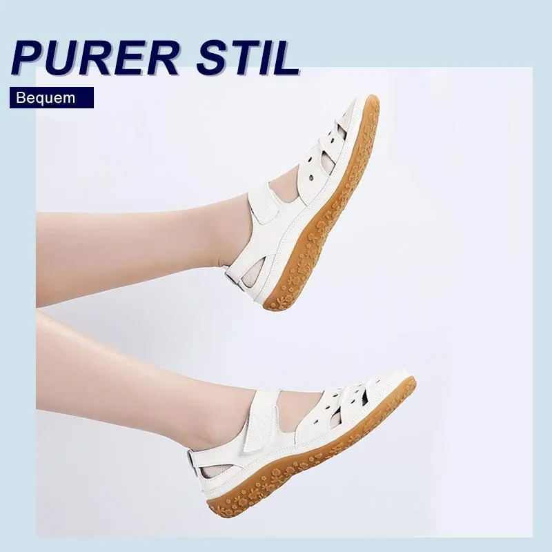 Damen Lässige LederSandalen Hohl Flache Schuhe