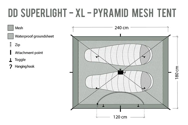 DD Hammocks SuperLight XL Pyramid Mesh Indertelt