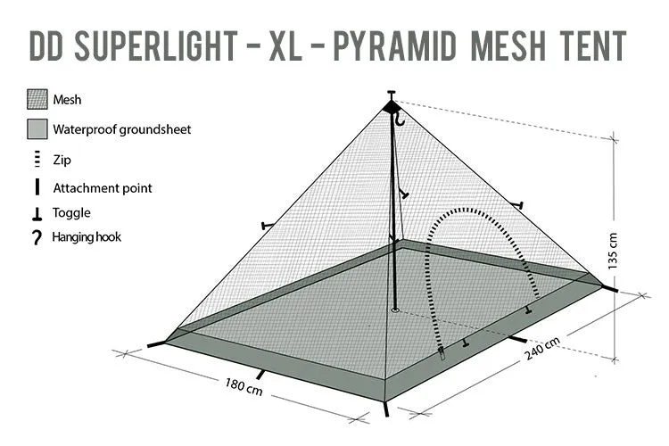 DD Hammocks SuperLight XL Pyramid Mesh Indertelt