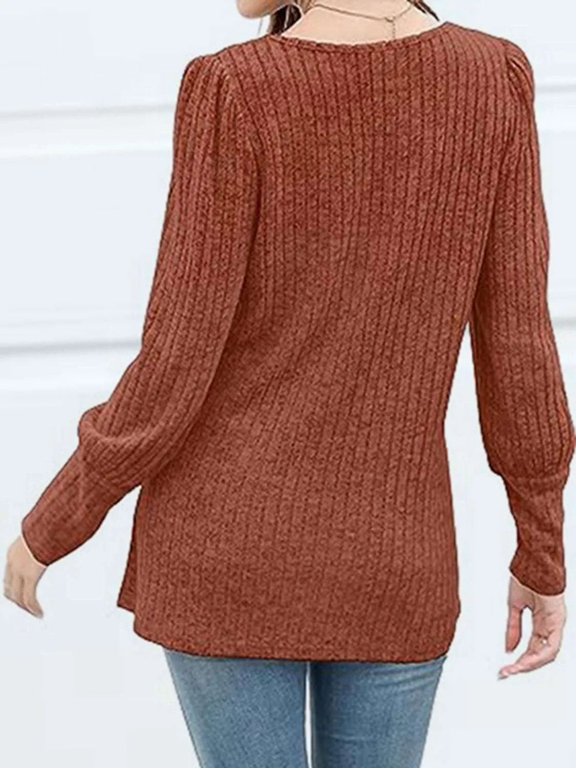 Decorative Button Square Neck Top (5 Colors)