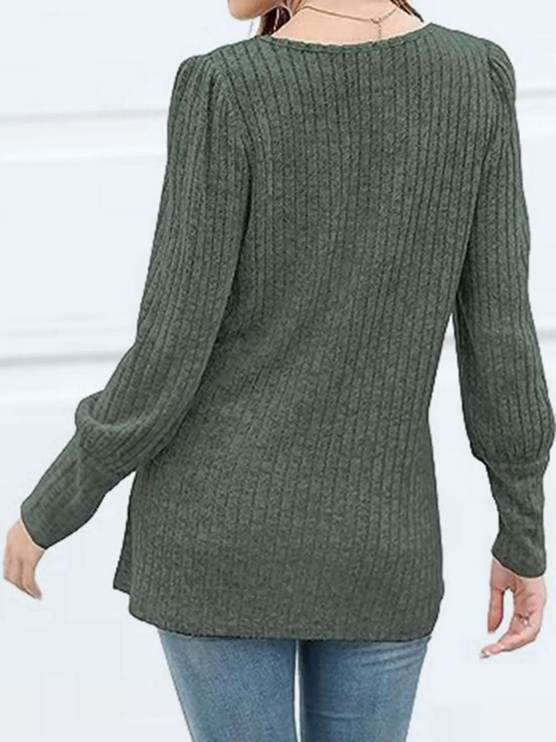 Decorative Button Square Neck Top (5 Colors)