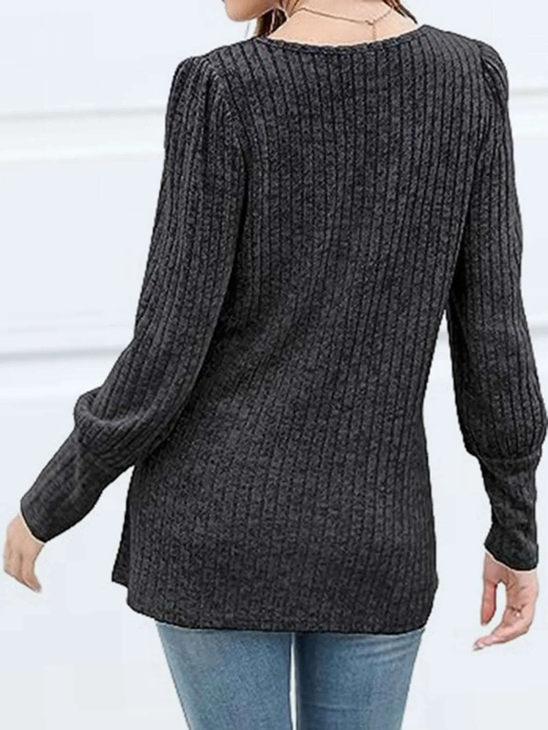 Decorative Button Square Neck Top (5 Colors)
