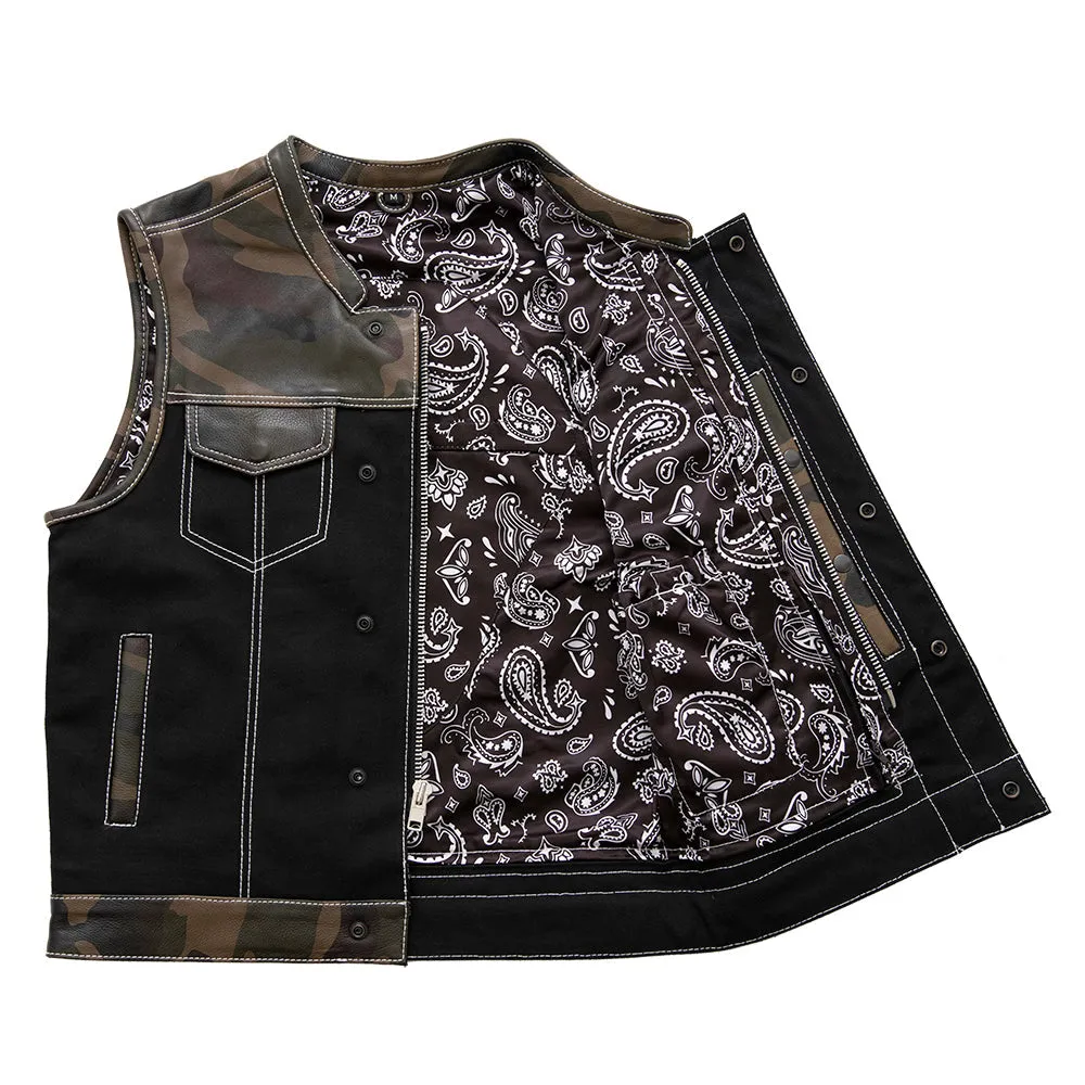Defender Motorcycle Leather Canvas Vest