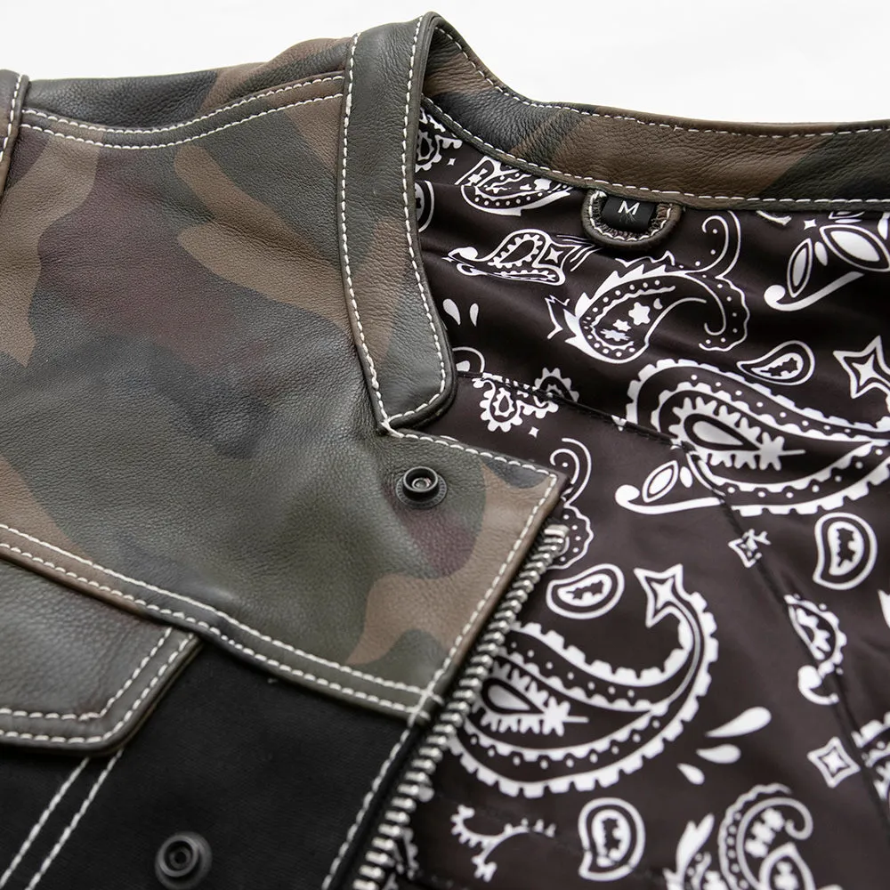 Defender Motorcycle Leather Canvas Vest