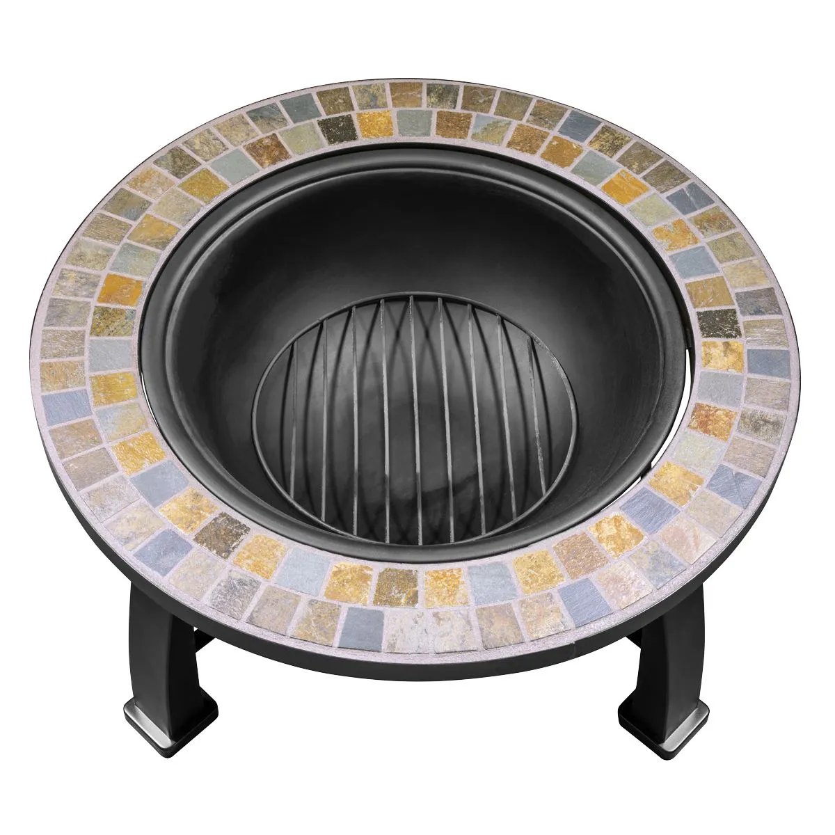 Dellonda 30" Deluxe Traditional Style Fire Pit/Fireplace/Outdoor Heater - Slate