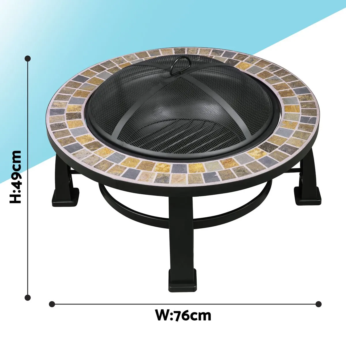 Dellonda 30" Deluxe Traditional Style Fire Pit/Fireplace/Outdoor Heater - Slate