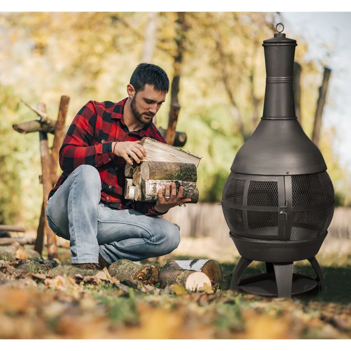 Dellonda Deluxe 360° Chiminea/Fire Pit/Outdoor Heater - Antique Bronze Finish - DG112