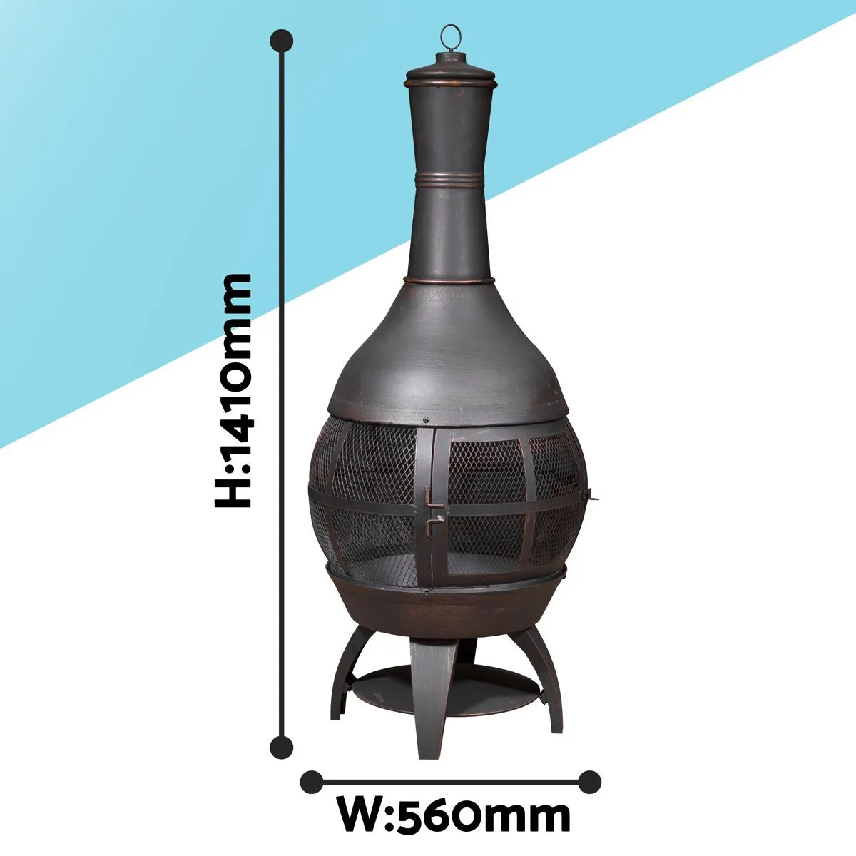 Dellonda Deluxe 360° Chiminea/Fire Pit/Outdoor Heater - Antique Bronze Finish - DG112