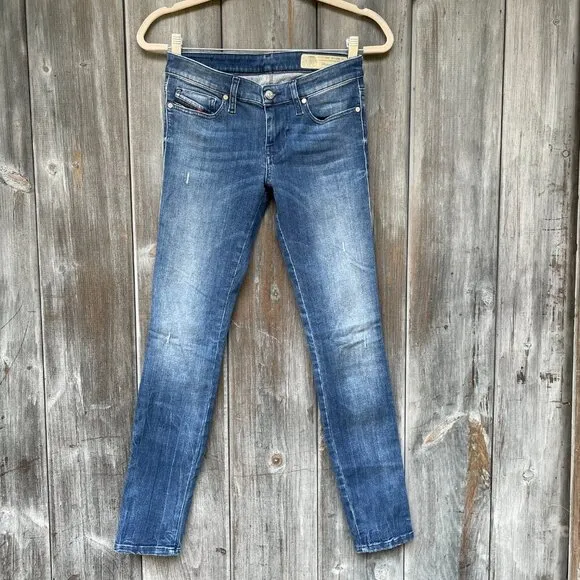 Diesel Skinzee-Low-S Super Slim Skinny Low Waist Mid-Wash Jeans Womens 27 Y2K