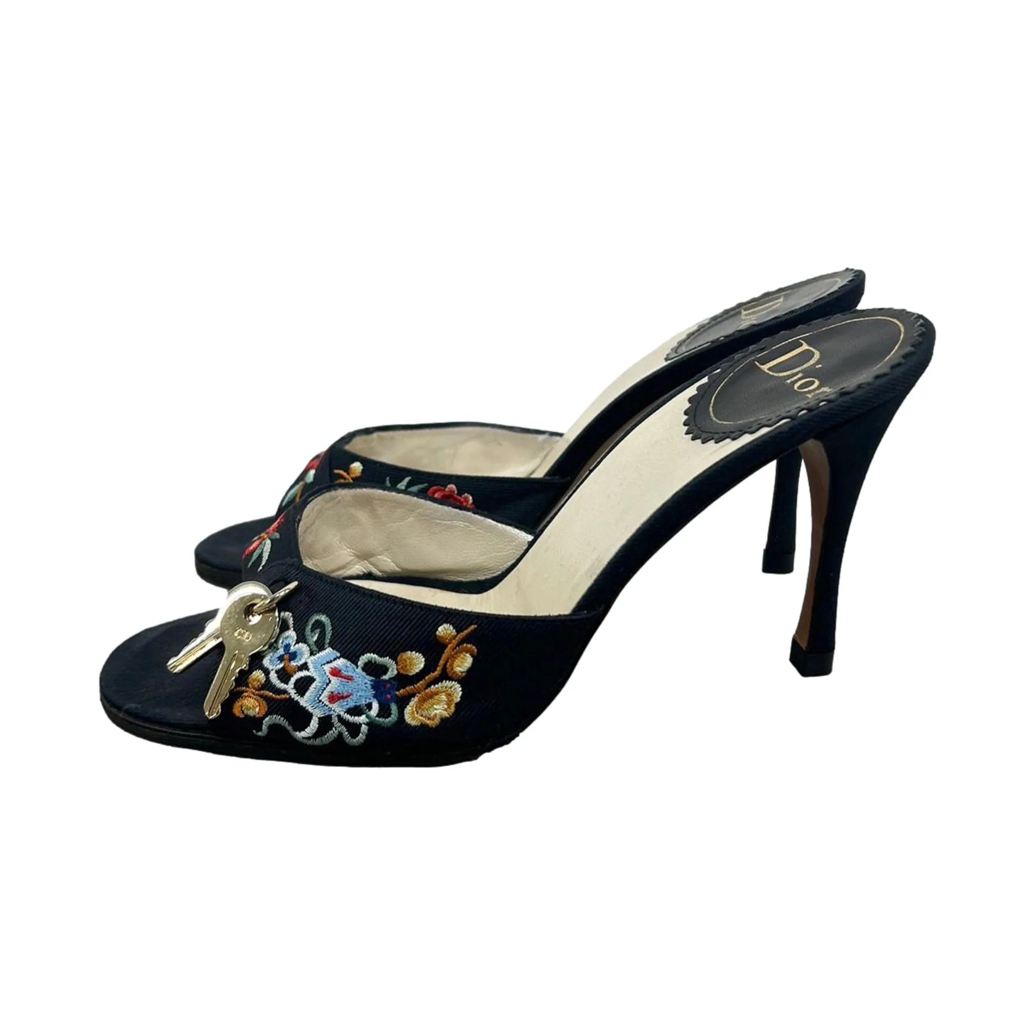Dior Black Koi Key and Lock Heels