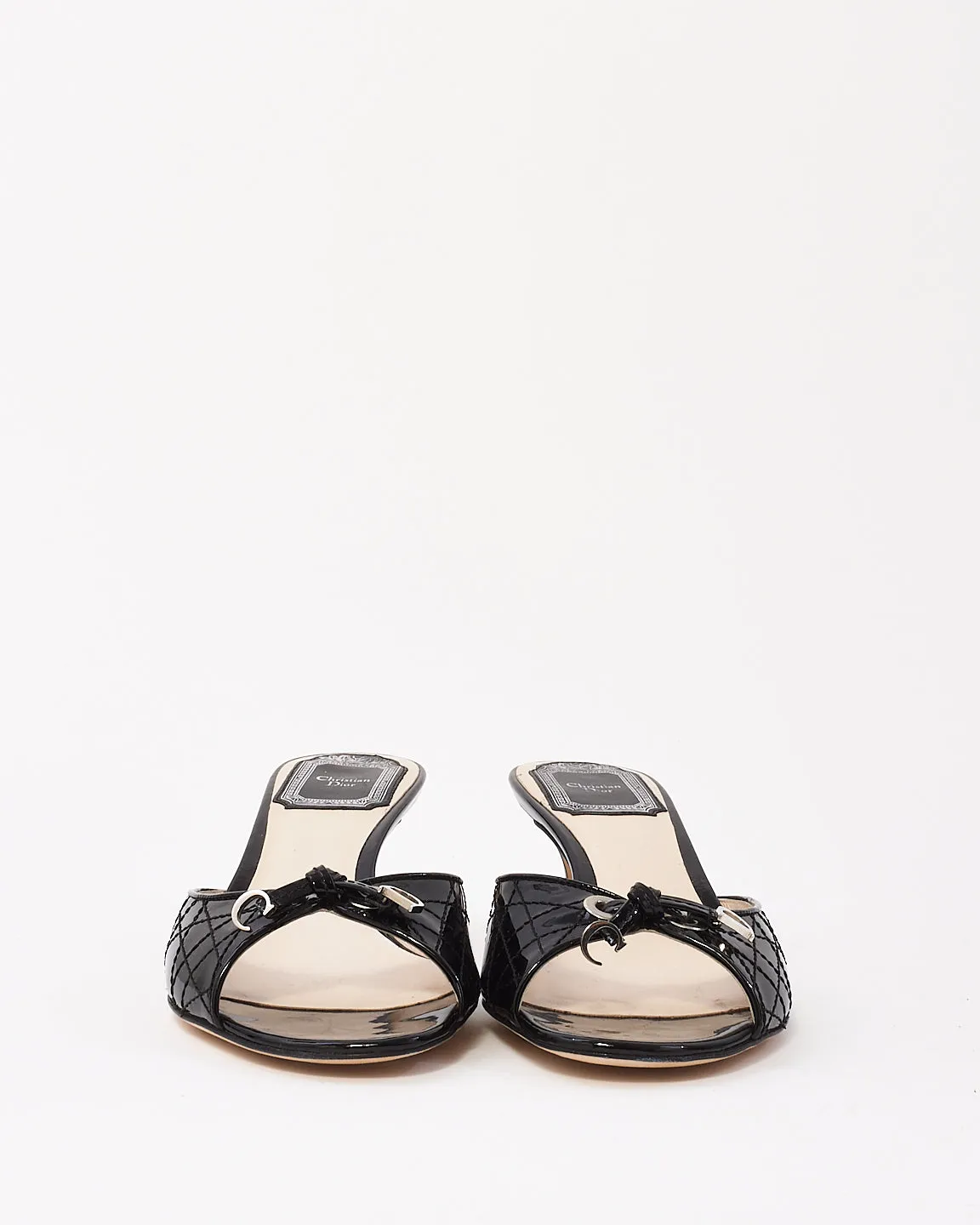 Dior Black Patent Cannage Leather Sandals -36.5
