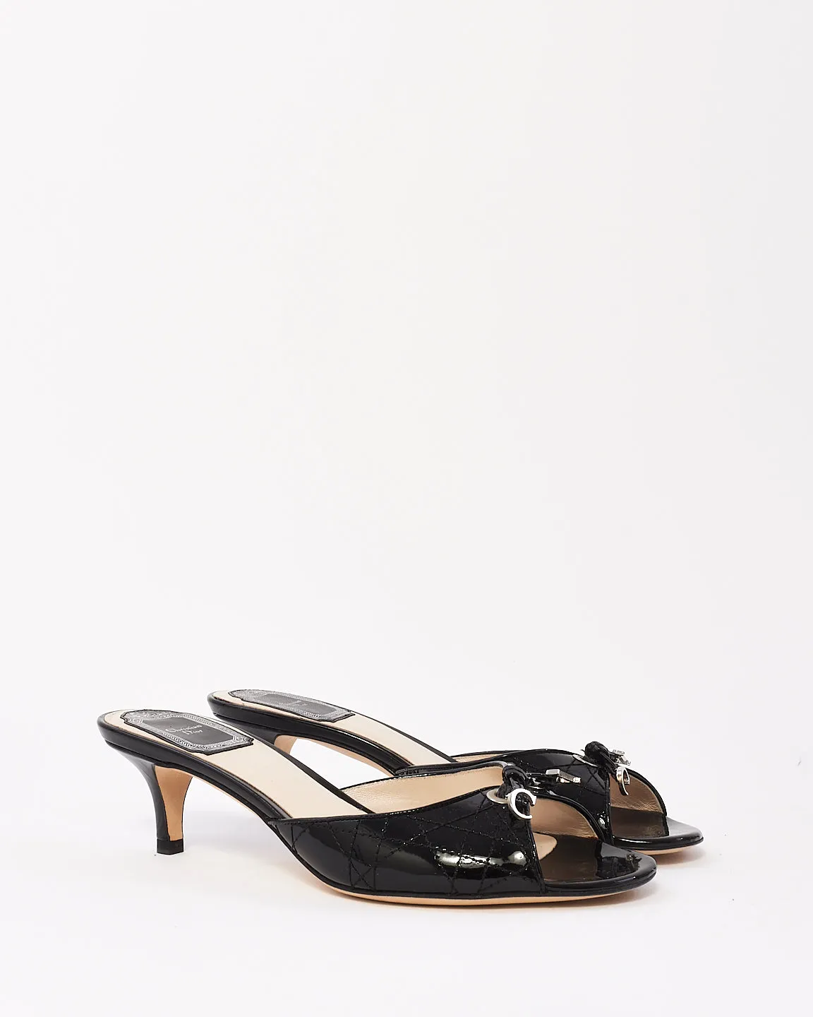 Dior Black Patent Cannage Leather Sandals -36.5