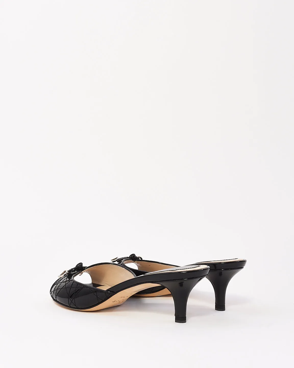 Dior Black Patent Cannage Leather Sandals -36.5