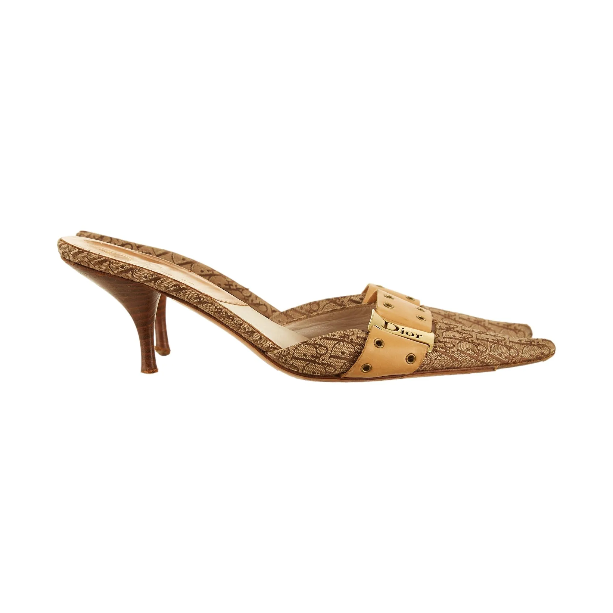 Dior Brown Logo Grommet Heels