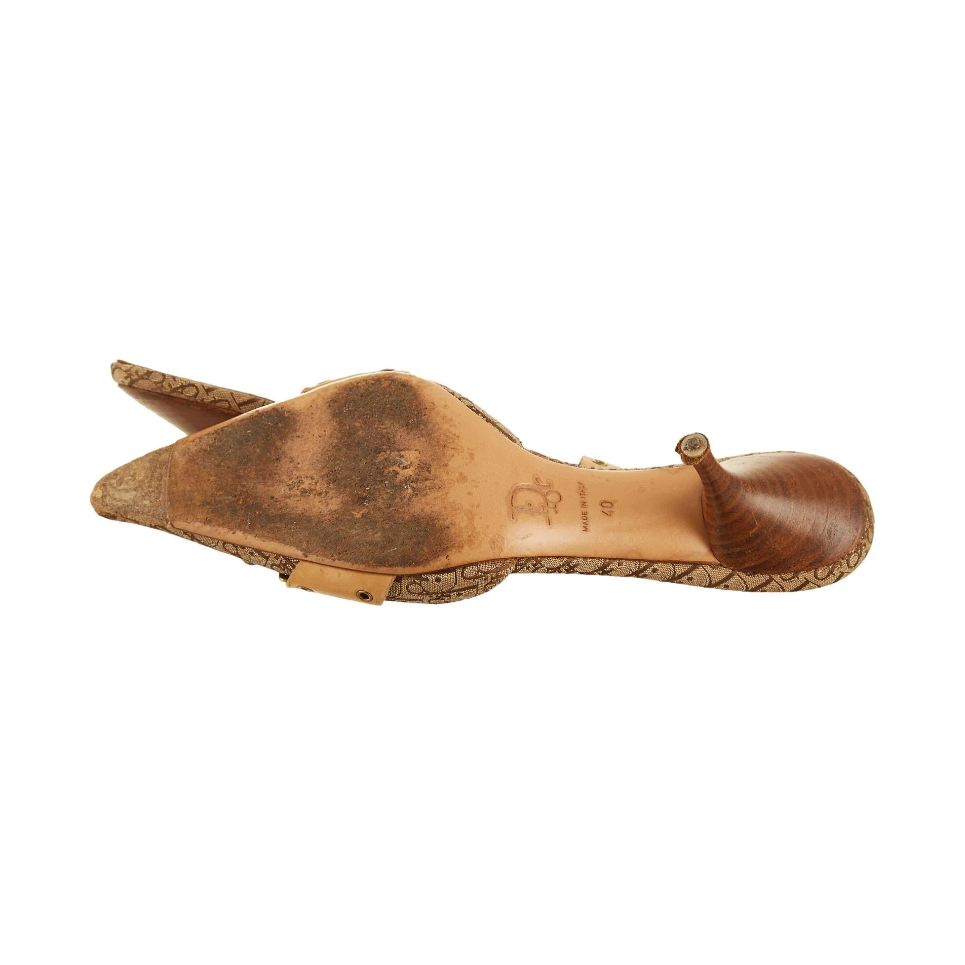 Dior Brown Logo Grommet Heels
