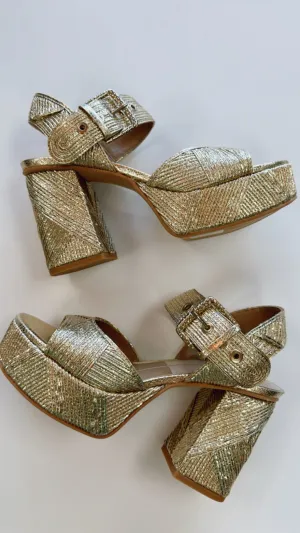 Dolce Vita Gold Bobby Deco Heels (1 Size 10)