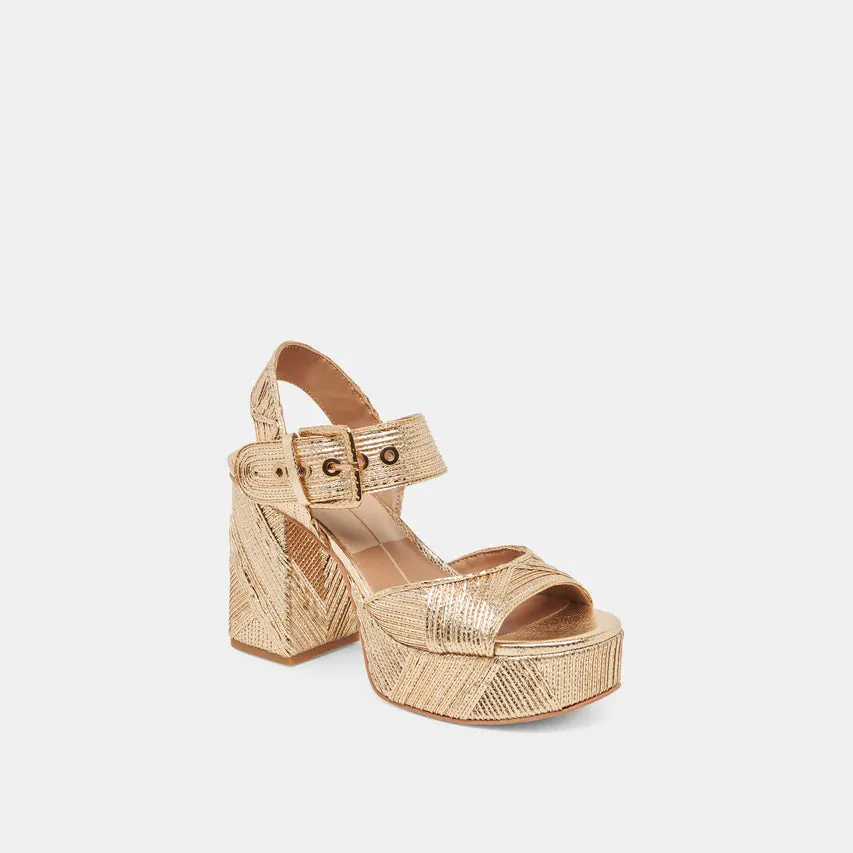 Dolce Vita Gold Bobby Deco Heels (1 Size 10)