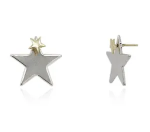 Double Stacked Star 2 Tone Earrings