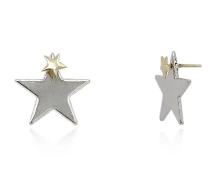 Double Stacked Star 2 Tone Earrings