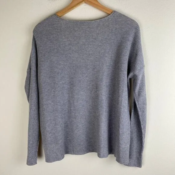 Eileen Fisher Textured Sweater Size S Heather Gray Organic Cotton Sustainable