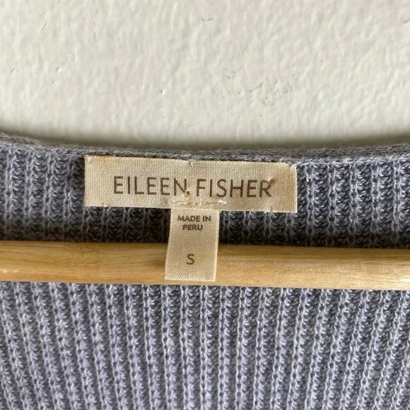 Eileen Fisher Textured Sweater Size S Heather Gray Organic Cotton Sustainable