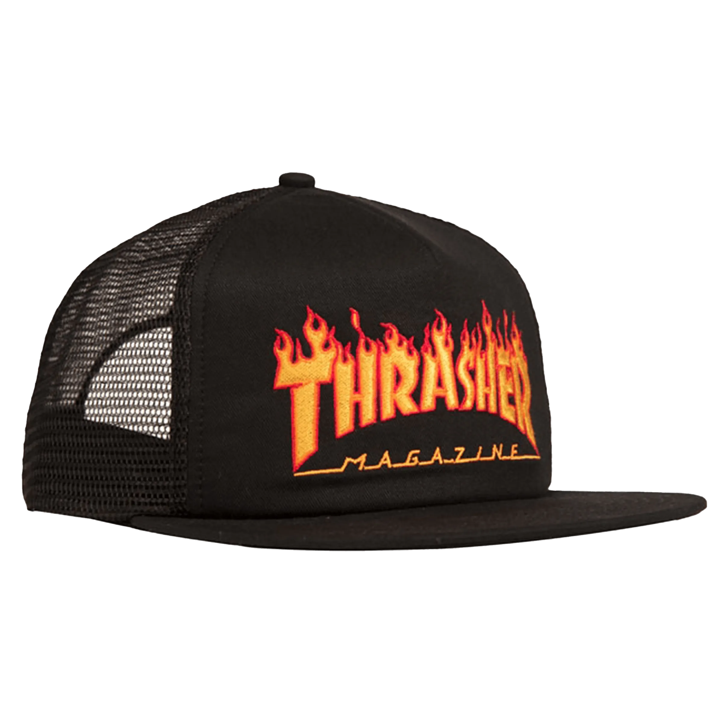 Embroidered Flame Logo Mesh Cap