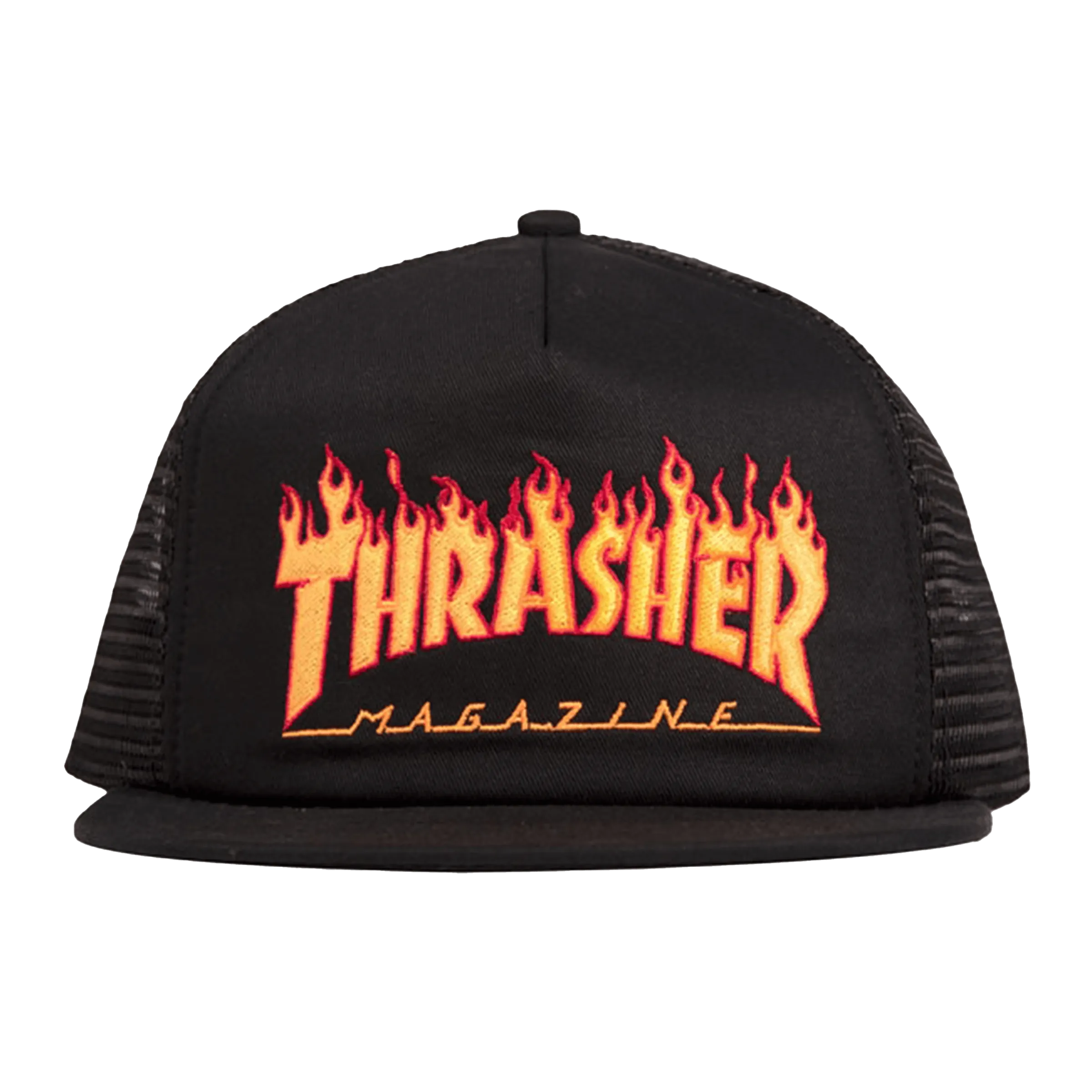 Embroidered Flame Logo Mesh Cap