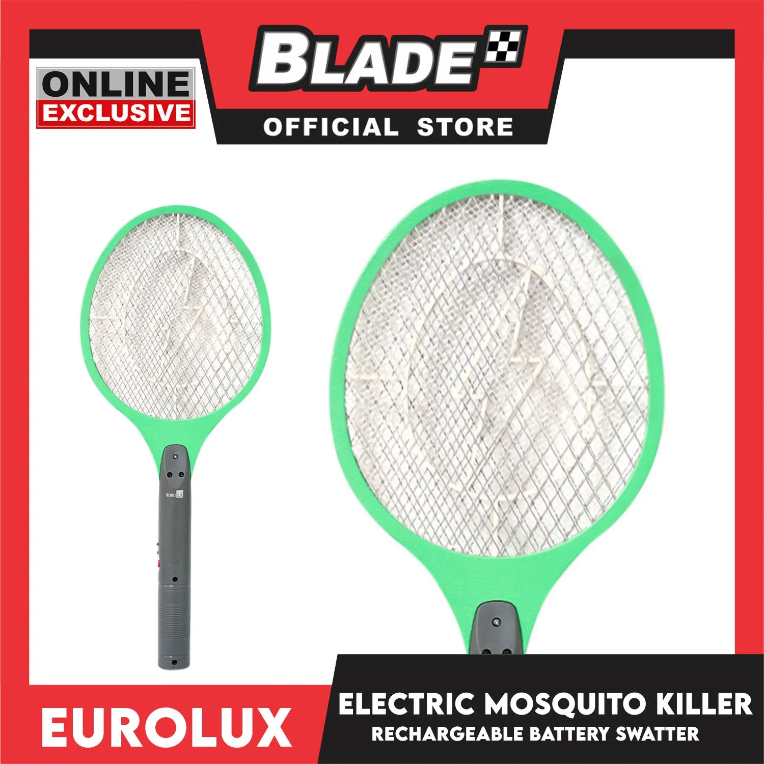 Eurolux Electric Mosquito Killer Rechargeable Racket Fly Swatter for Outdoor and Indoor
