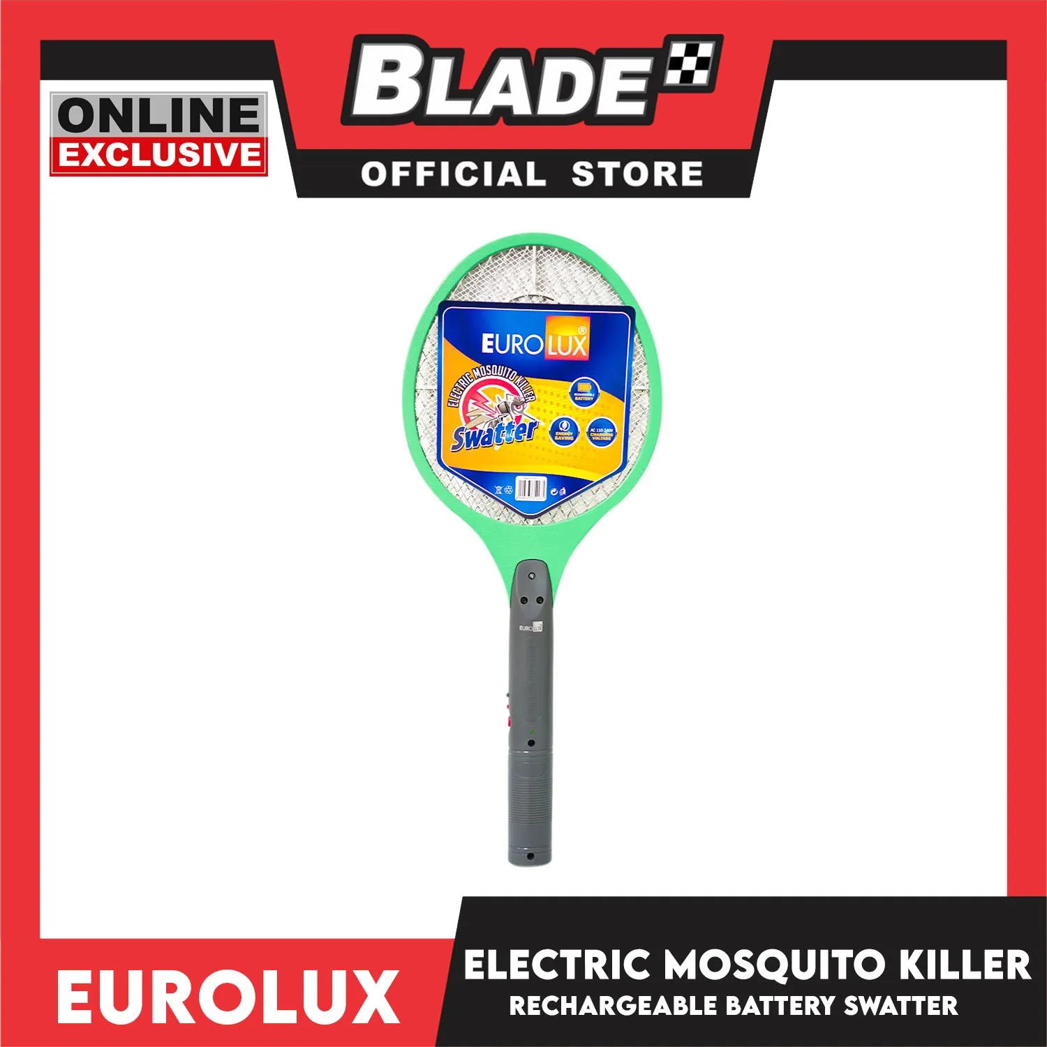 Eurolux Electric Mosquito Killer Rechargeable Racket Fly Swatter for Outdoor and Indoor