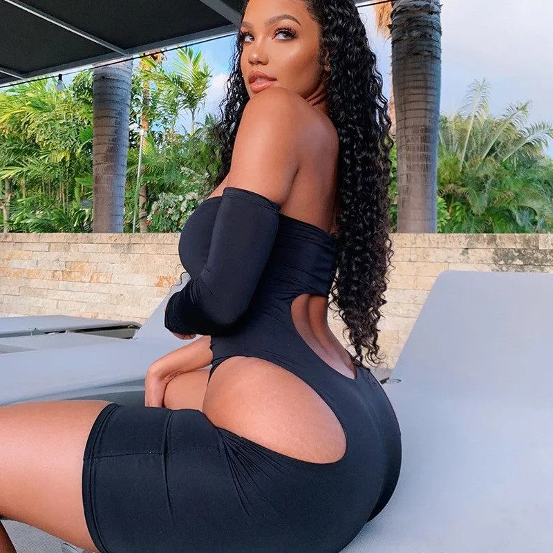 Femme Edge One-Shoulder Cutout Romper