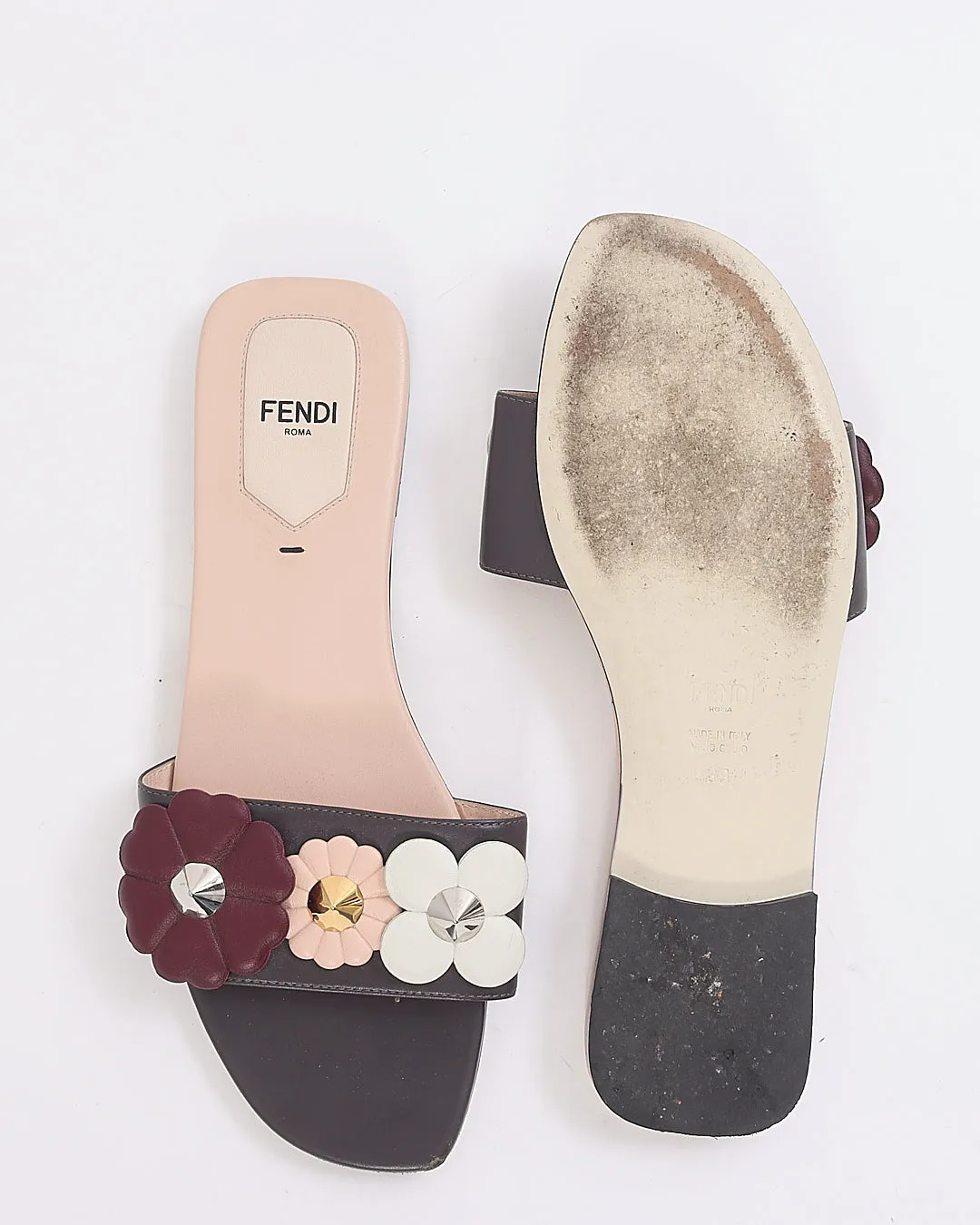 Fendi Grey Multi Floral Cut Out Accent Sandals - 38 BOUGHT AT COST