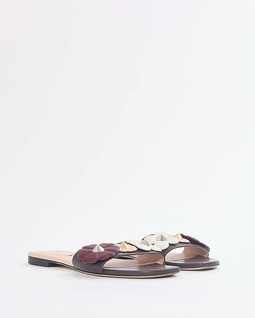 Fendi Grey Multi Floral Cut Out Accent Sandals - 38 BOUGHT AT COST