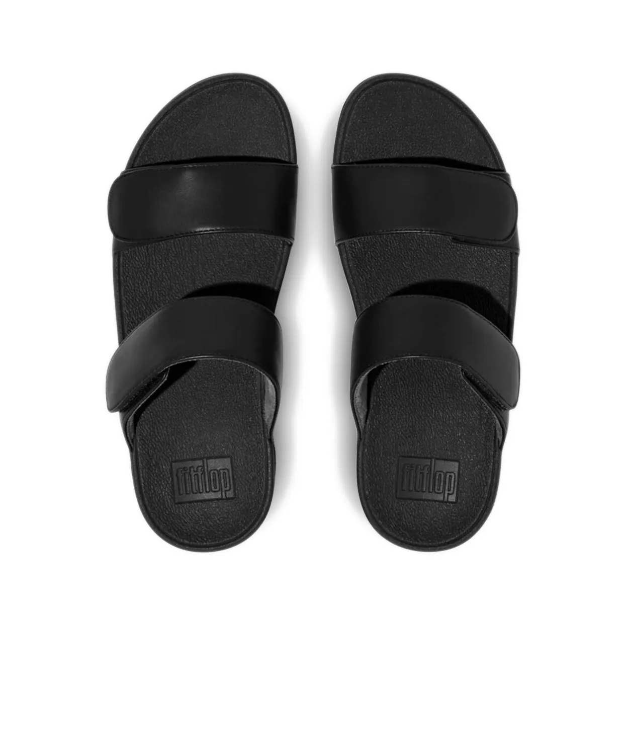 FitFlop Lulu Leather Velcro Adjustable Slides Black