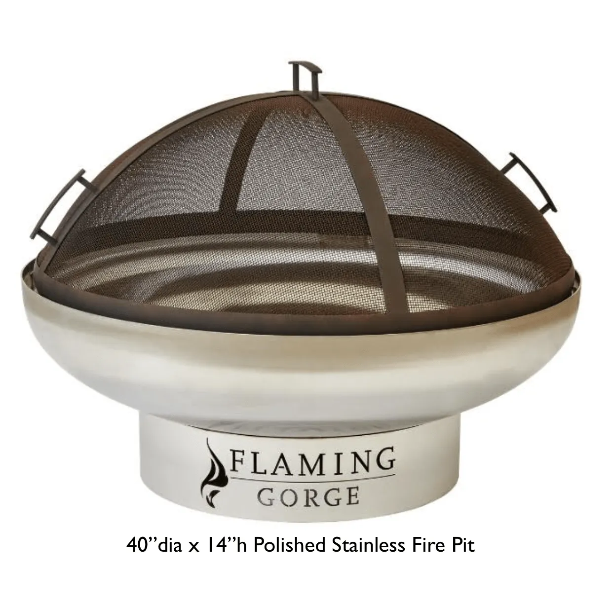 Flaming Gorge -  Gobi Polished Stainless Steel Fire Pit -Mesh Cover Accessory NEW!