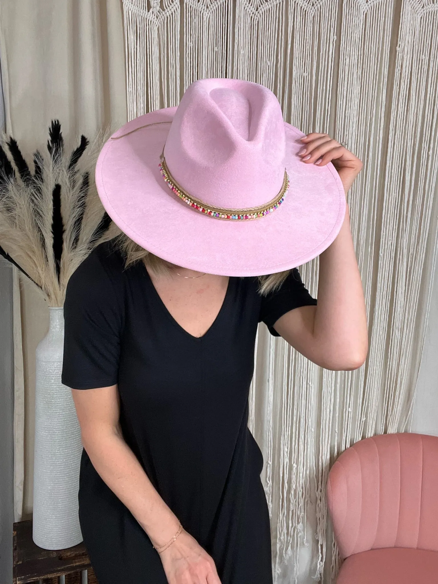 Flat Brim Suede Hat