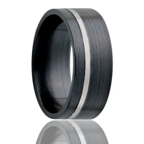 Flat Zirconium Band Platinum Inlay