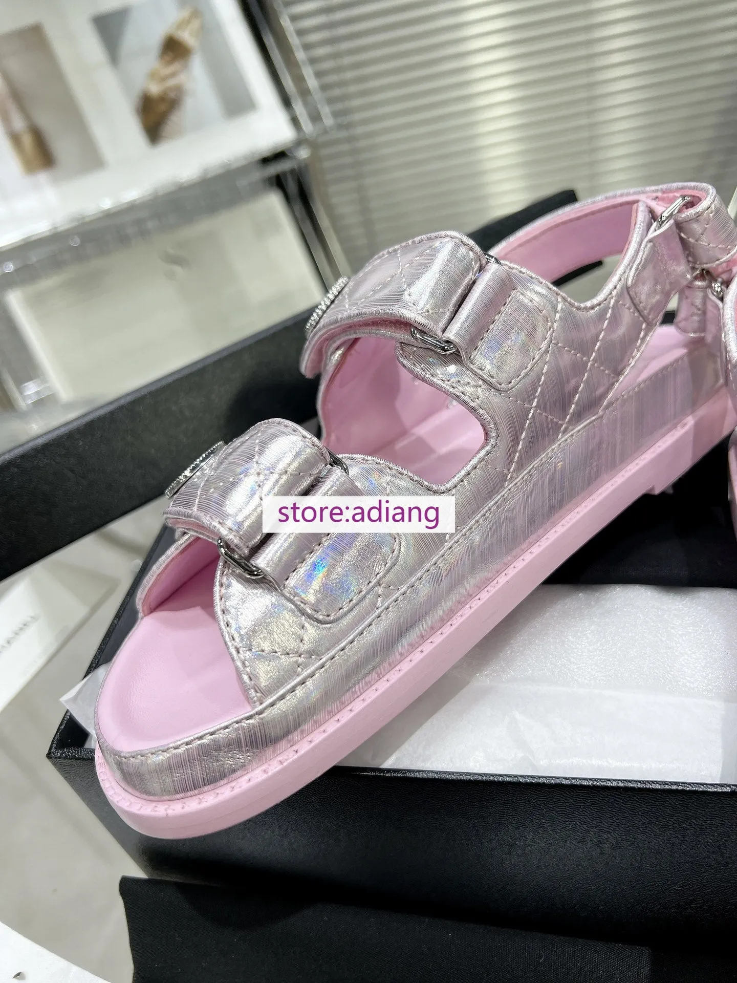 flats tweed leather sandals comform fashion shoes women 2023 high quality 20 colors
