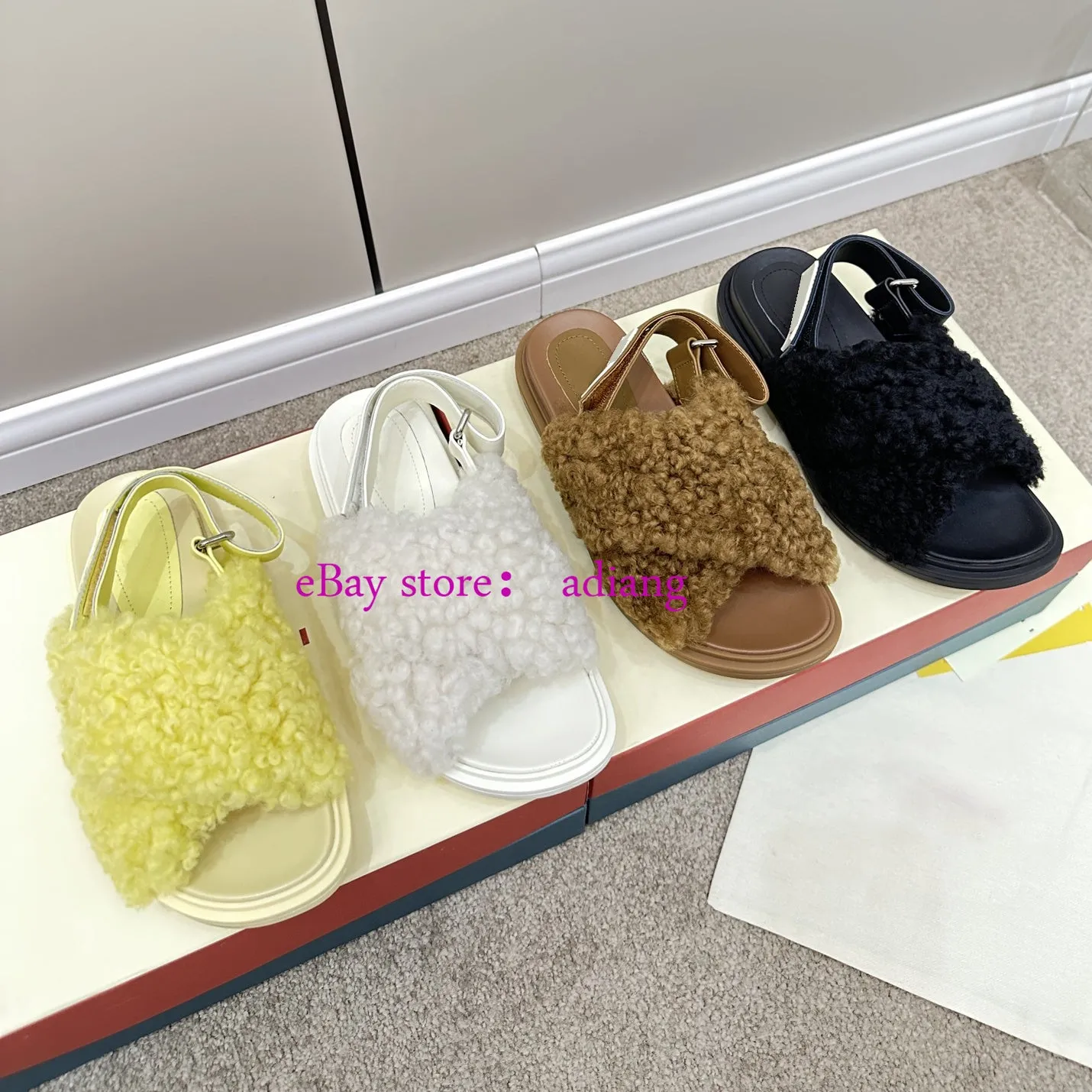 fleece fur leather flats sandals fashion shoes women 2023 high quality 35-40 new