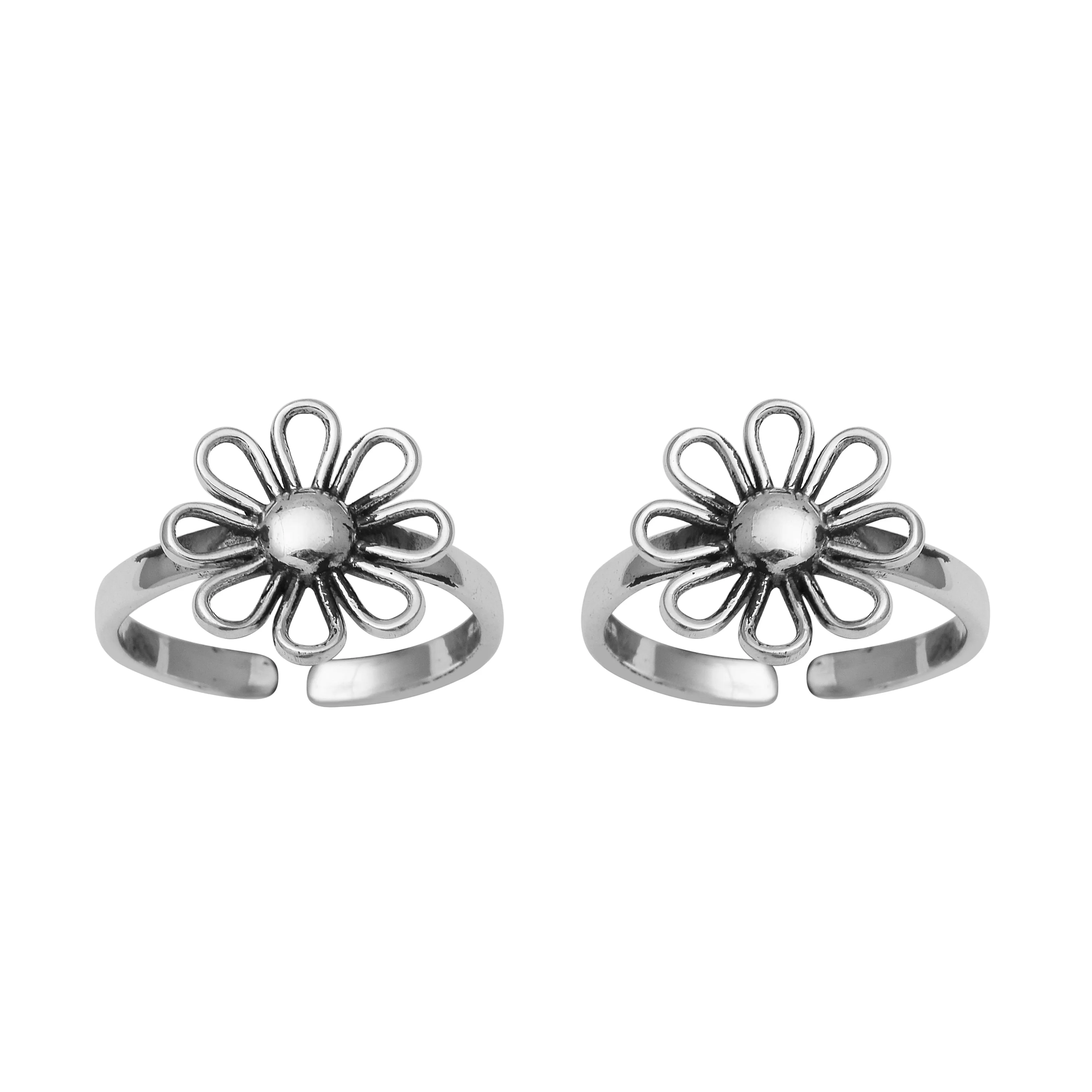 Floral Design Comfortable Toe Ring Pair With Certificate of Authenticity And 925 Stamp Gross Weight 3.60