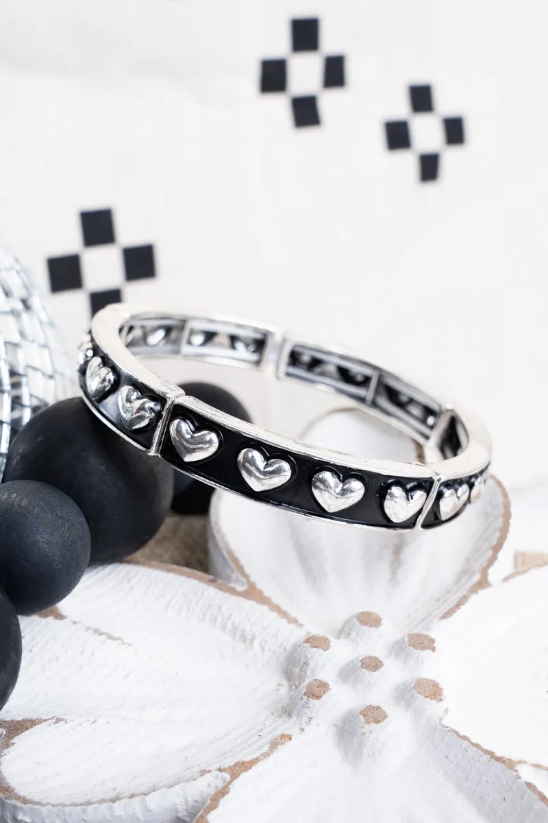 Game On Heart Studded Silvertone Bracelet