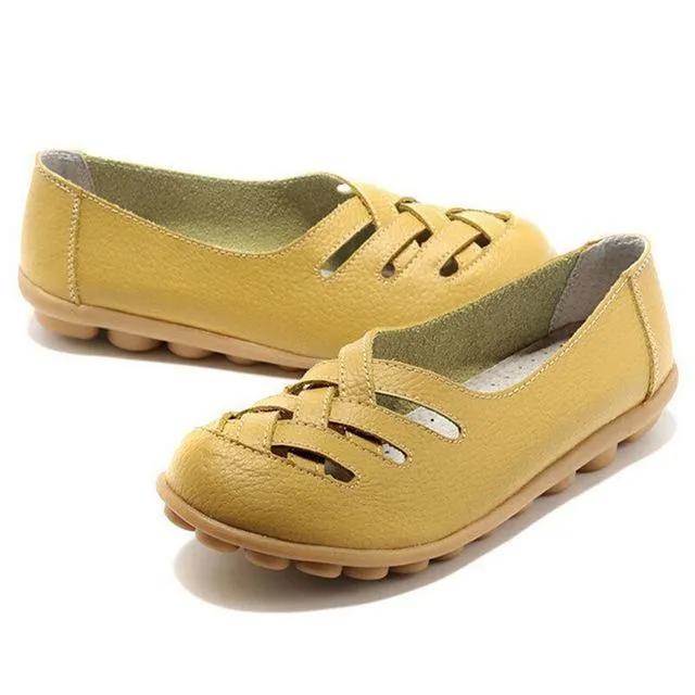 Genuine Leather Summer Women Flats Shoes