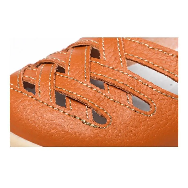 Genuine Leather Summer Women Flats Shoes