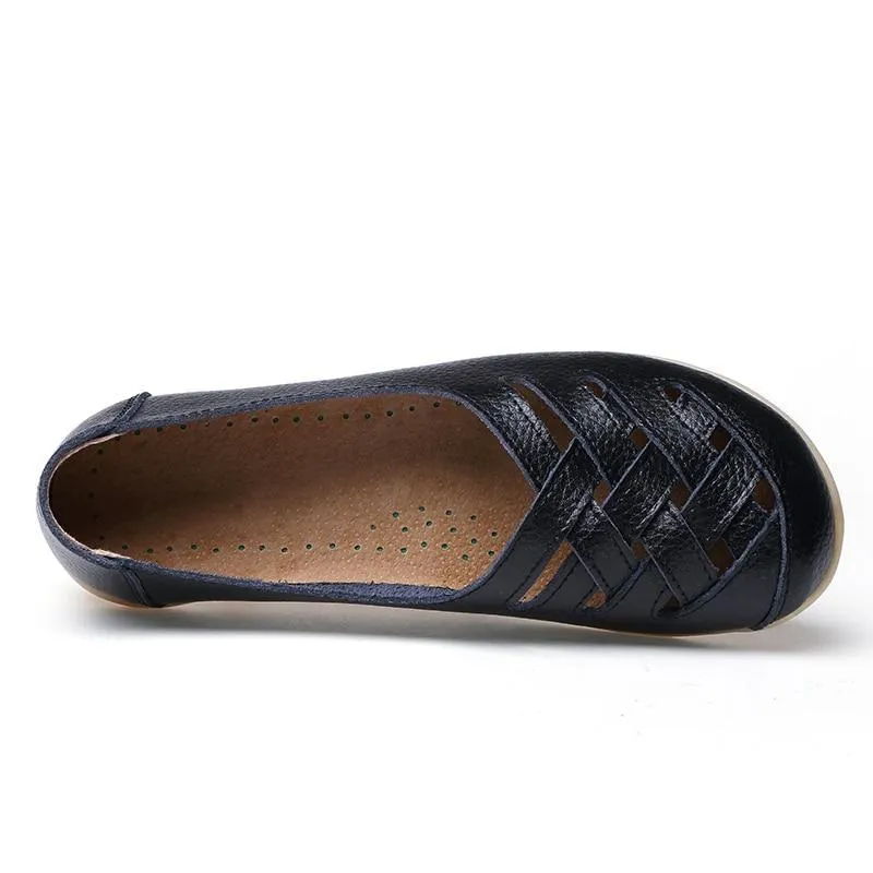 Genuine Leather Summer Women Flats Shoes