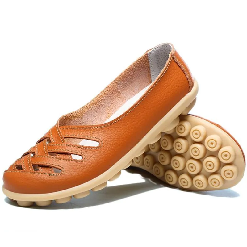 Genuine Leather Summer Women Flats Shoes
