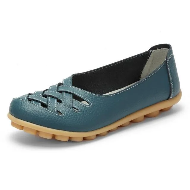 Genuine Leather Summer Women Flats Shoes