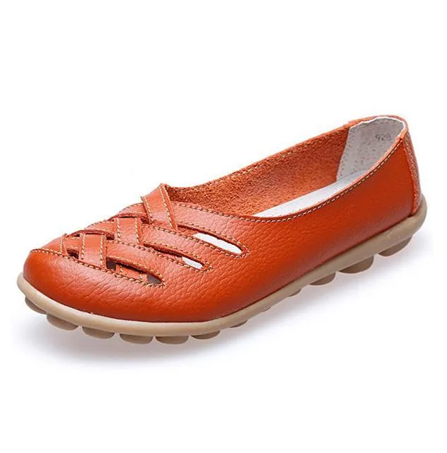 Genuine Leather Summer Women Flats Shoes