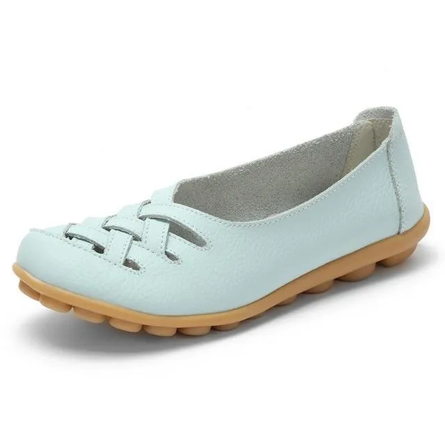 Genuine Leather Summer Women Flats Shoes