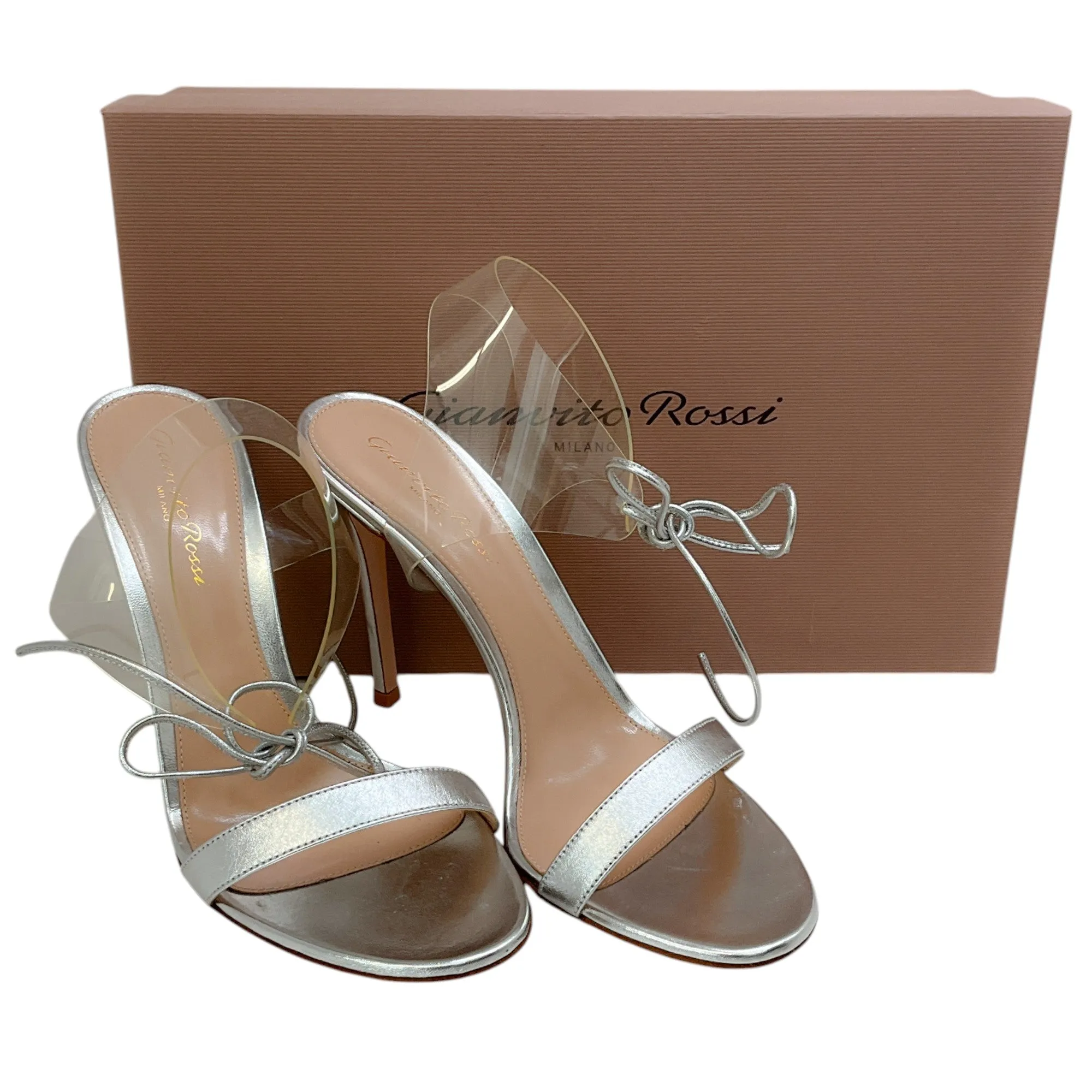 Gianvito Rossi Silver / PVC Estelle Sandals