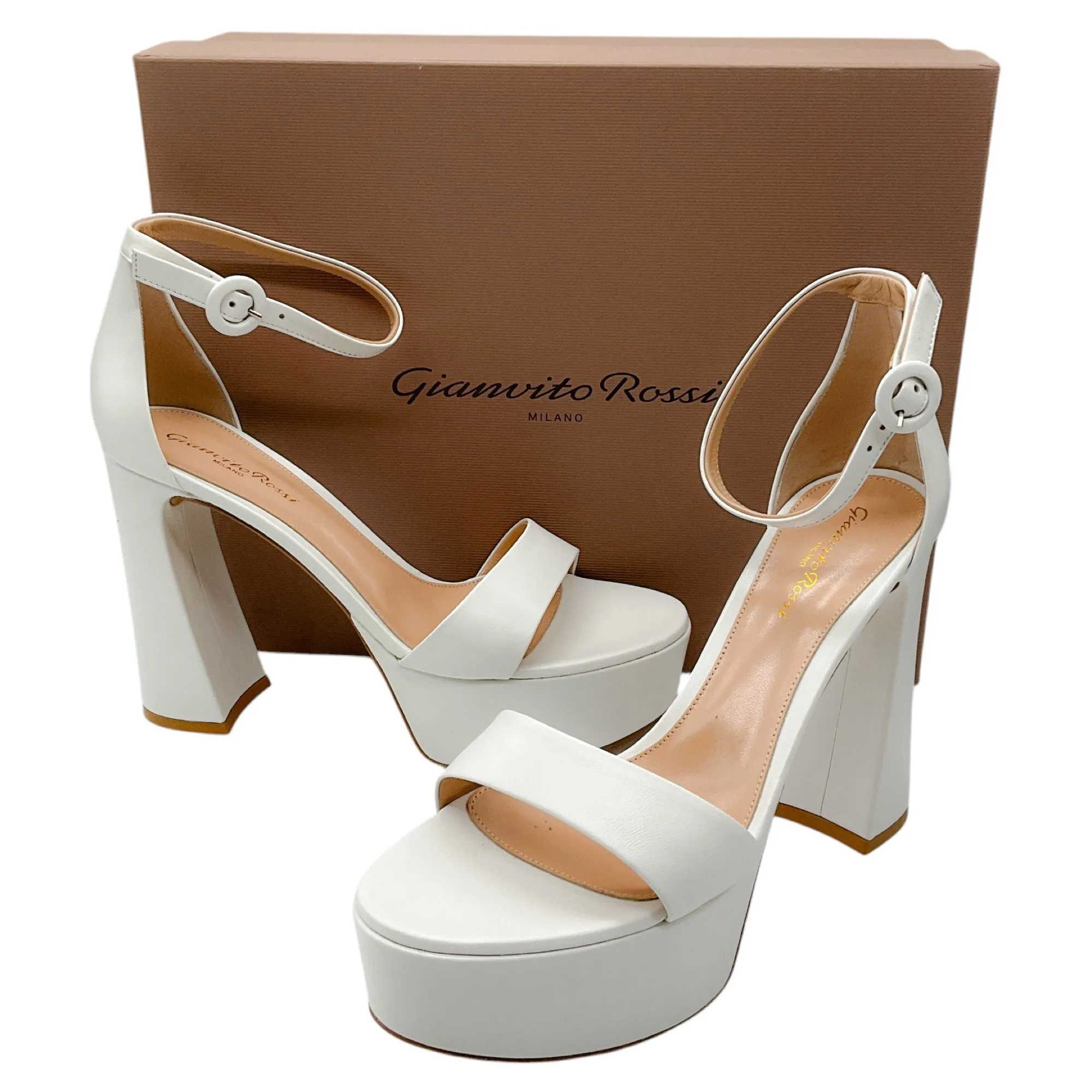 Gianvito Rossi White Holly 120mm Nappa Leather Platform Sandals